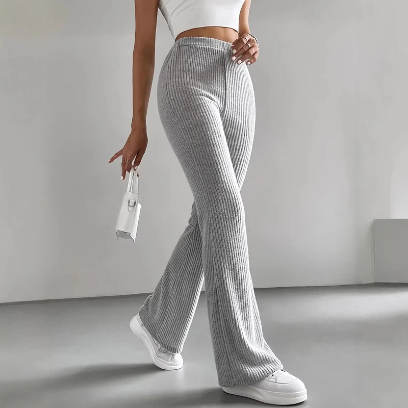 Damen Lässige und elegante Ripp-Optik Hose Drune