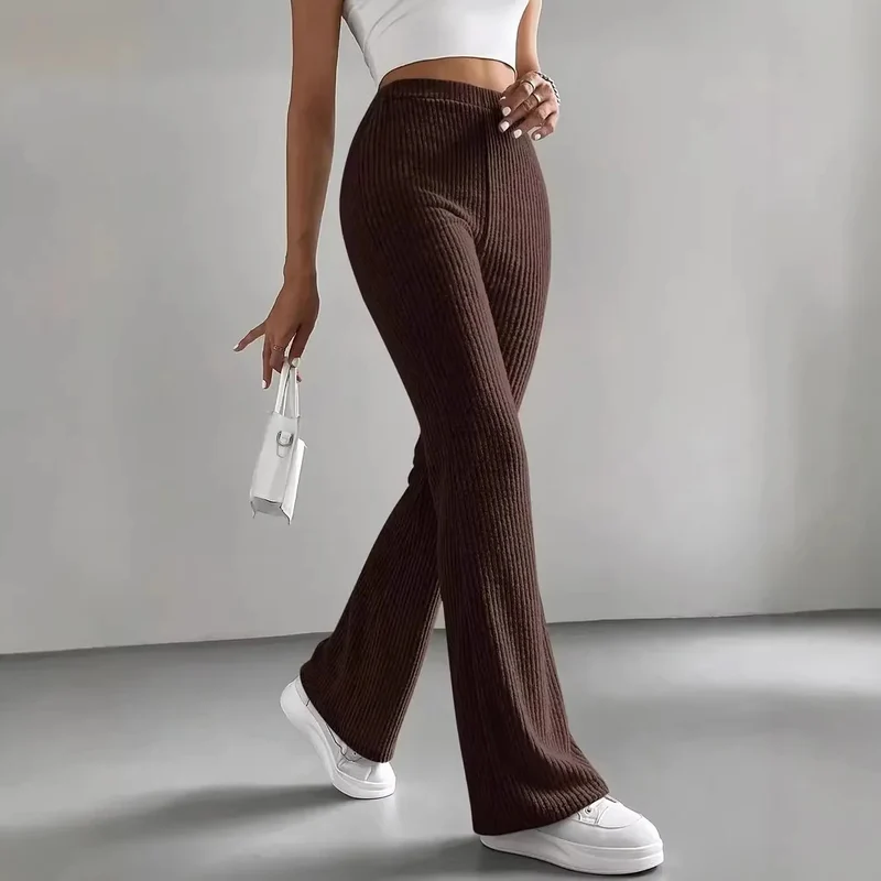 Damen Lässige und elegante Ripp-Optik Hose Drune