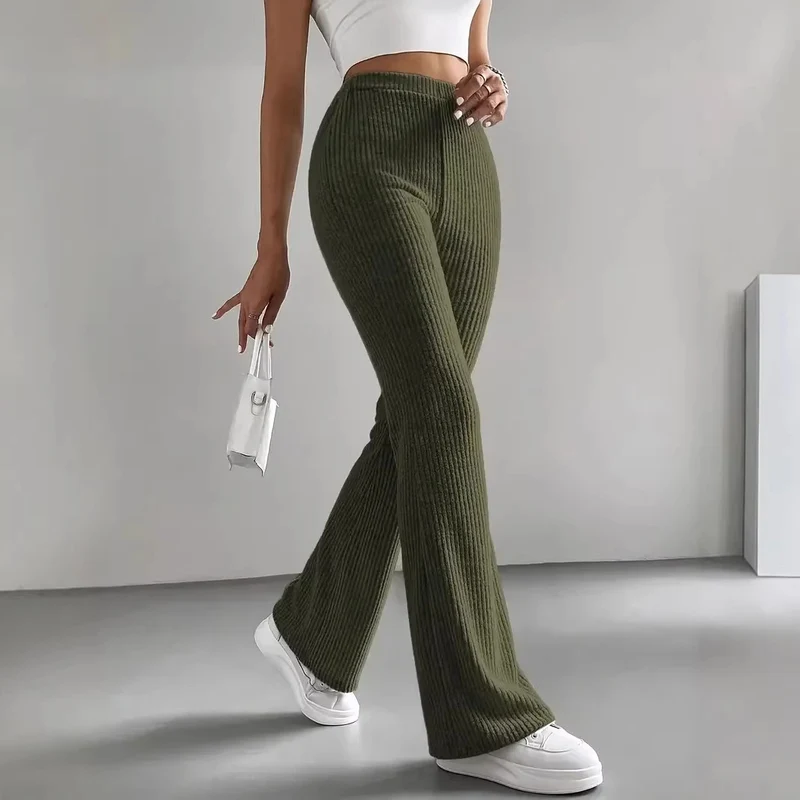 Damen Lässige und elegante Ripp-Optik Hose Drune