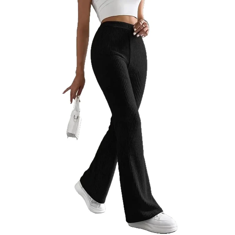 Damen Lässige und elegante Ripp-Optik Hose Drune