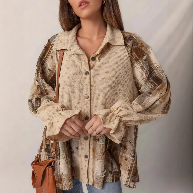 Damen Lässige und elegante Puffärmel Bluse Drune