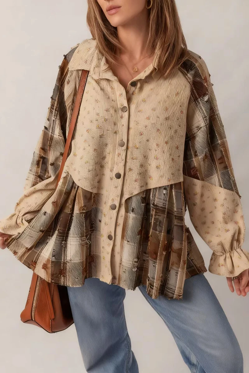 Damen Lässige und elegante Puffärmel Bluse Drune