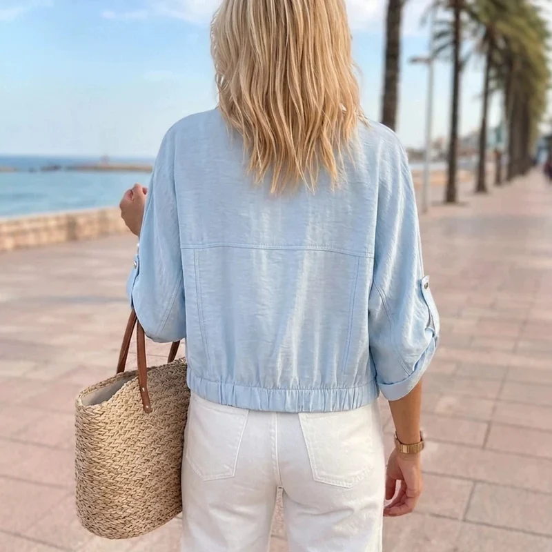 Damen Lässige Sommerjacke mit Knopfdetails Drune