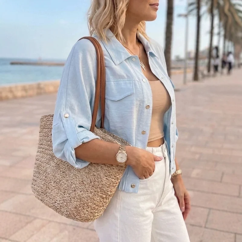Damen Lässige Sommerjacke mit Knopfdetails Drune