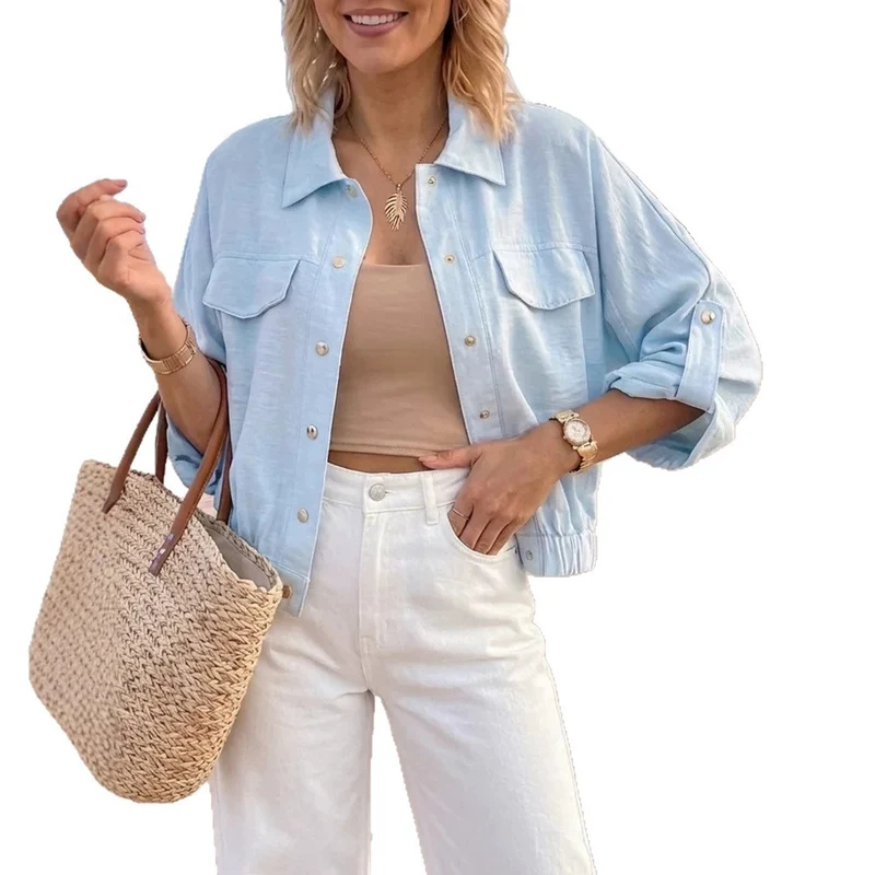 Damen Lässige Sommerjacke mit Knopfdetails Drune