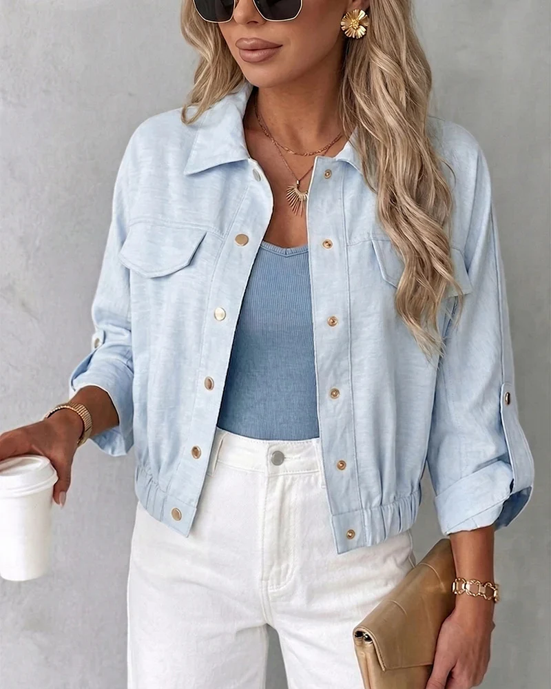 Damen Lässige Sommerjacke mit Knopfdetails Drune