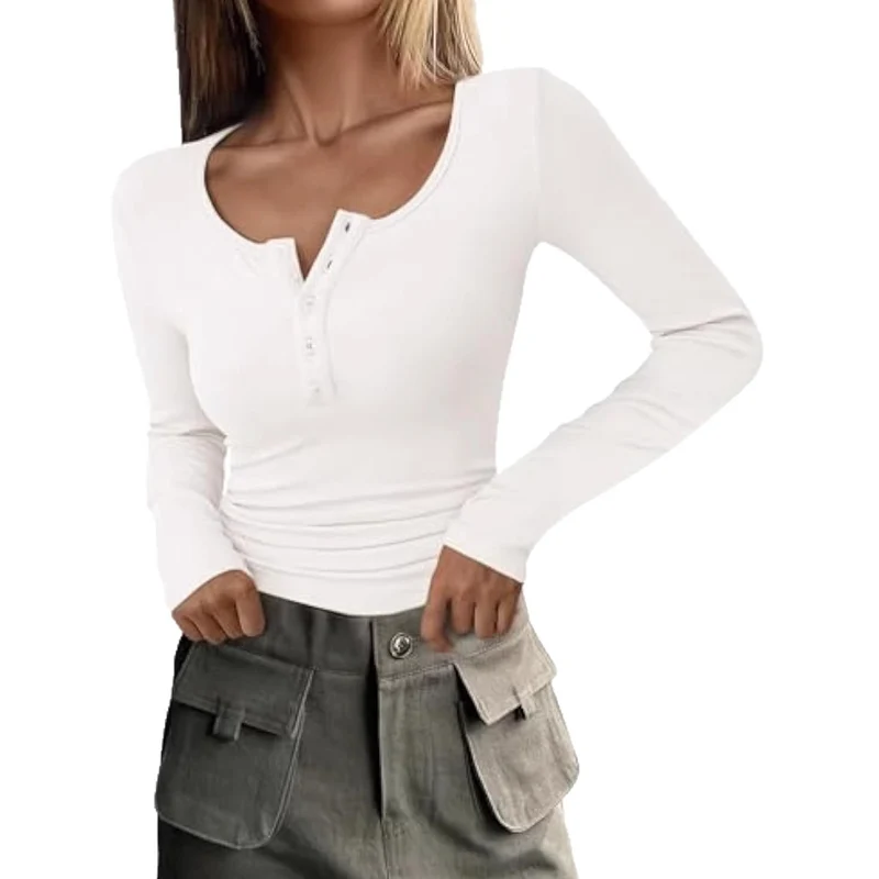 Damen Langarmshirt mit Knopfdetails Drune