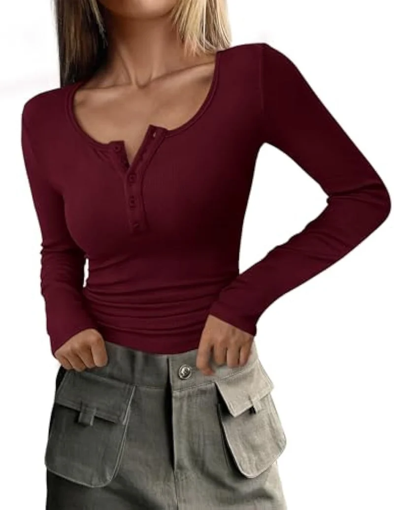 Damen Langarmshirt mit Knopfdetails Drune