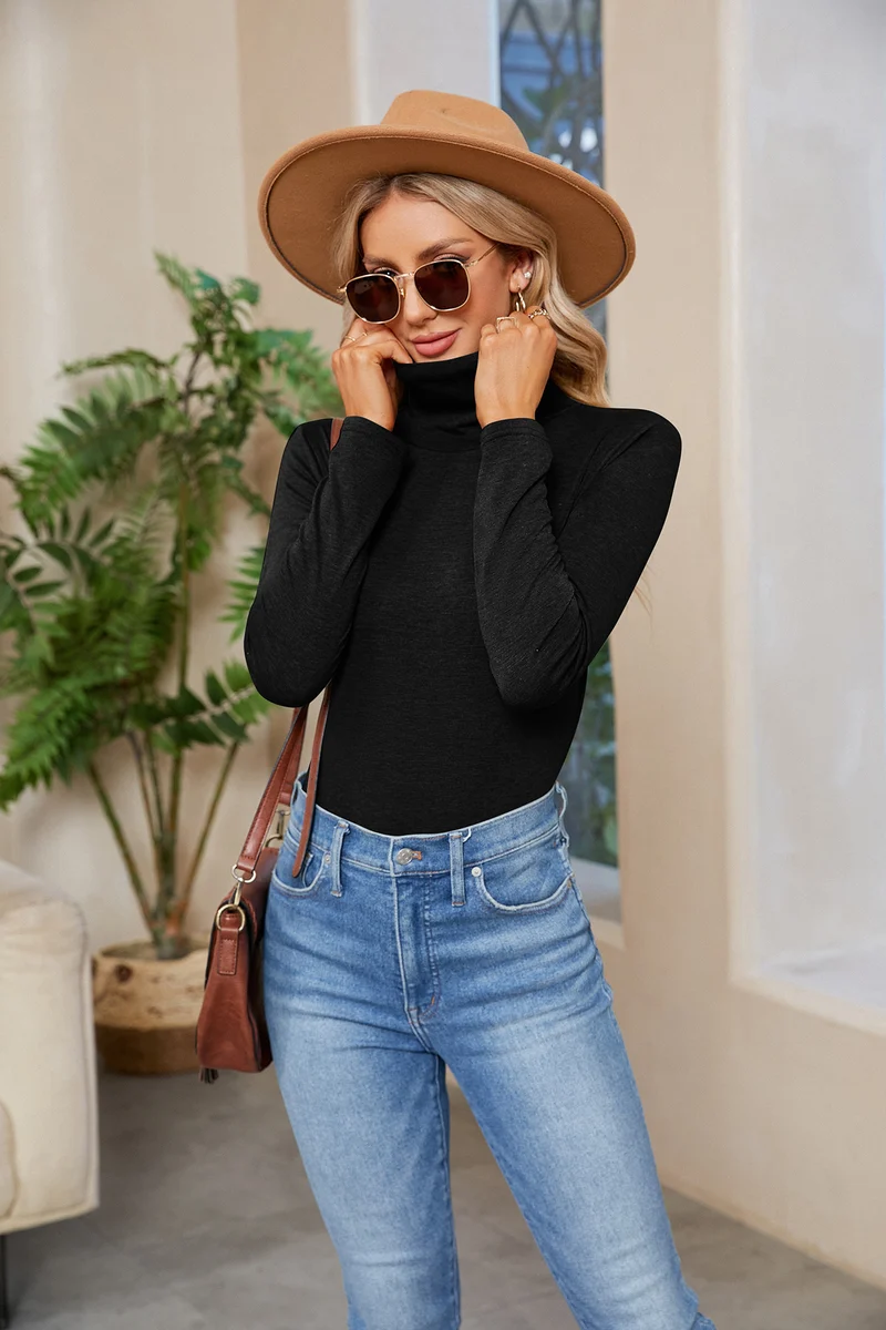 Damen Hochwertiges Langarmshirt mit Stehkragen Drune