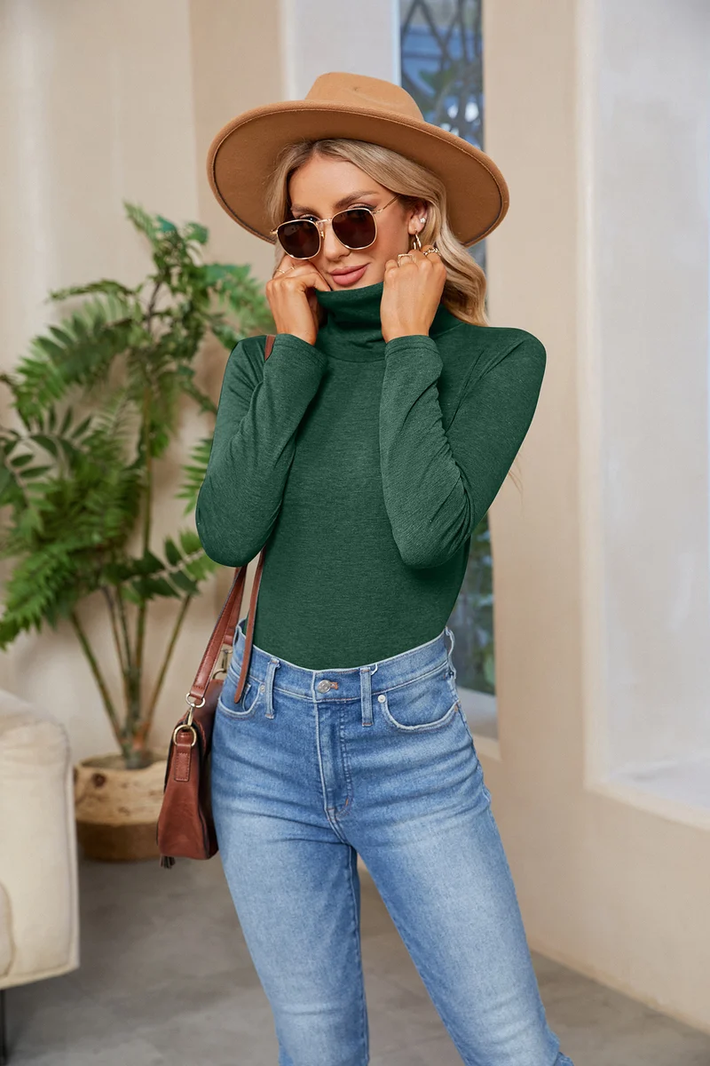 Damen Hochwertiges Langarmshirt mit Stehkragen Drune
