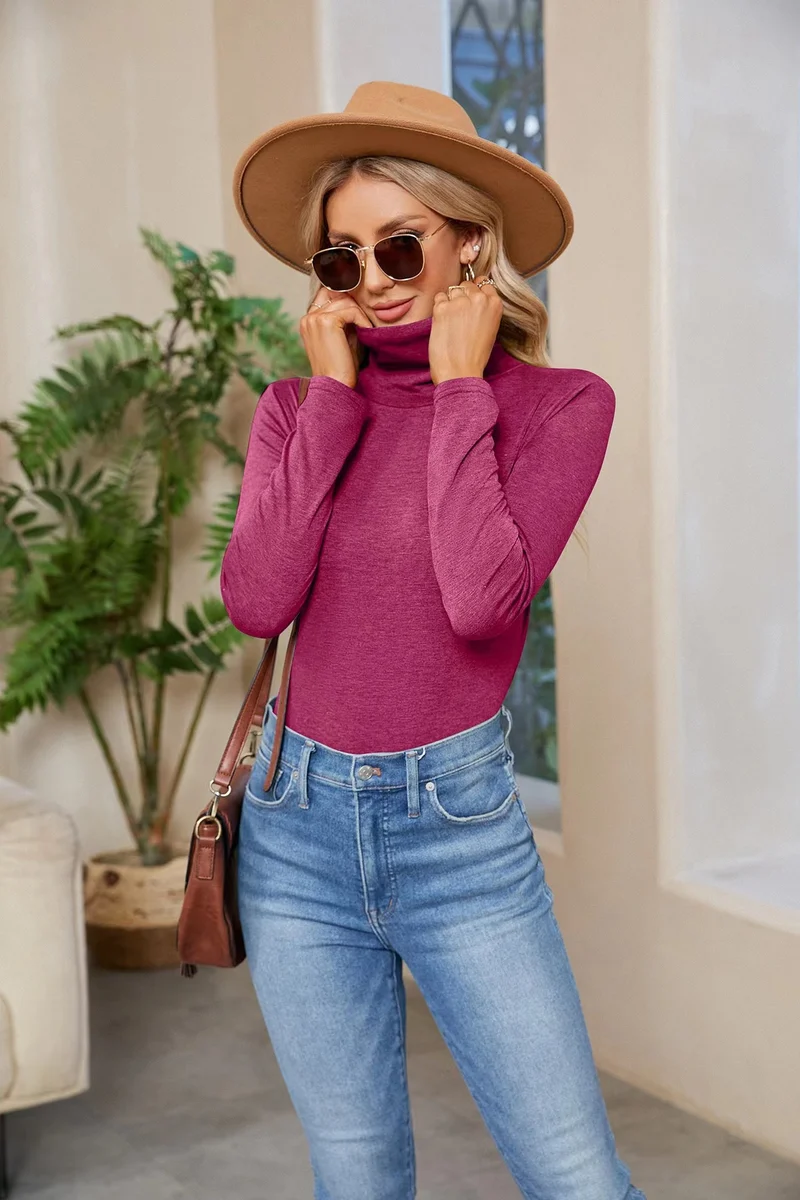 Damen Hochwertiges Langarmshirt mit Stehkragen Drune