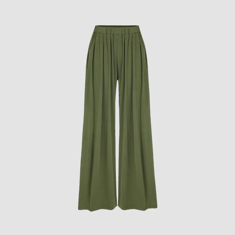 Damen Hochtaillierte Plissee-Hose Drune
