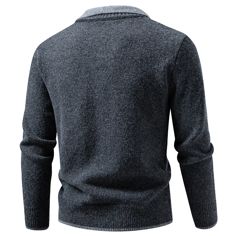 Herren Feinstrickpullover mit Hemdkragen und V‑Ausschnitt Drune
