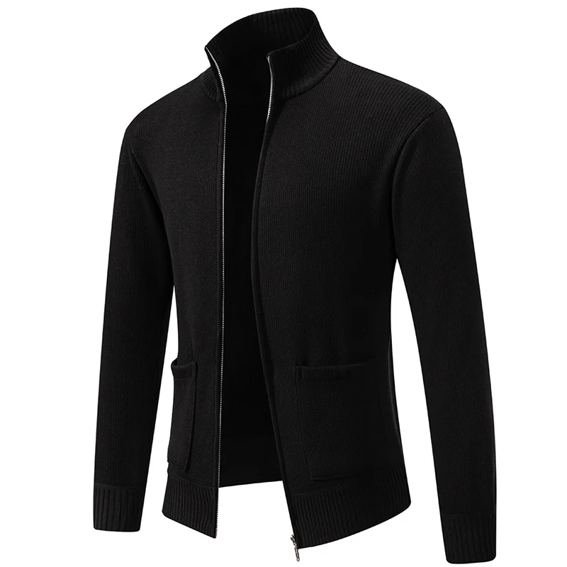 Herren Feinstrick-Zipjacke mit Stehkragen und aufgesetzten Taschen Drune