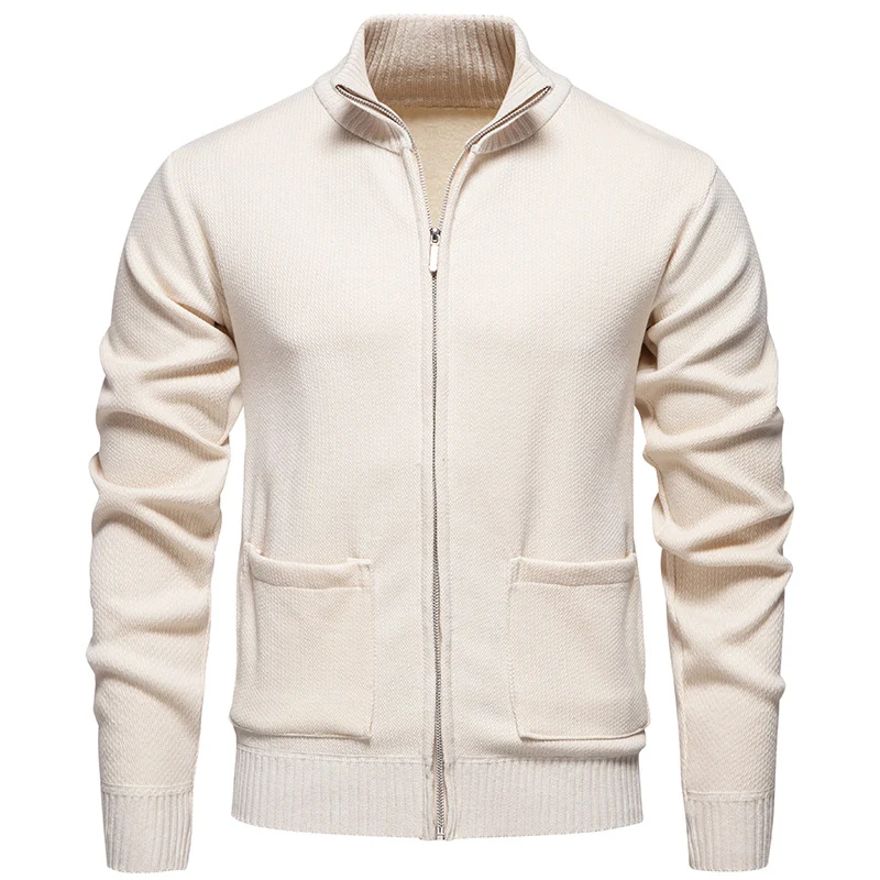 Herren Feinstrick-Zipjacke mit Stehkragen und aufgesetzten Taschen Drune