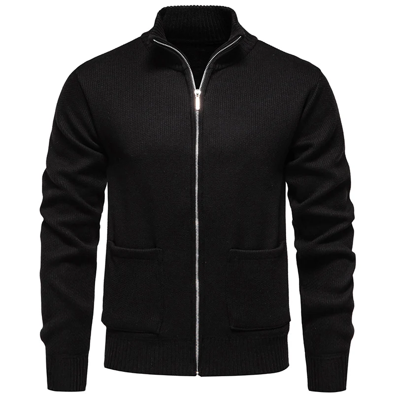 Herren Feinstrick-Zipjacke mit Stehkragen und aufgesetzten Taschen Drune