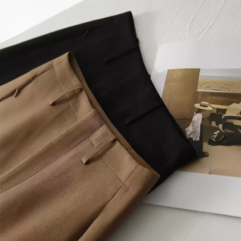 Damen Woll-Midirock mit geradem Schnitt und Eingrifftaschen Drune