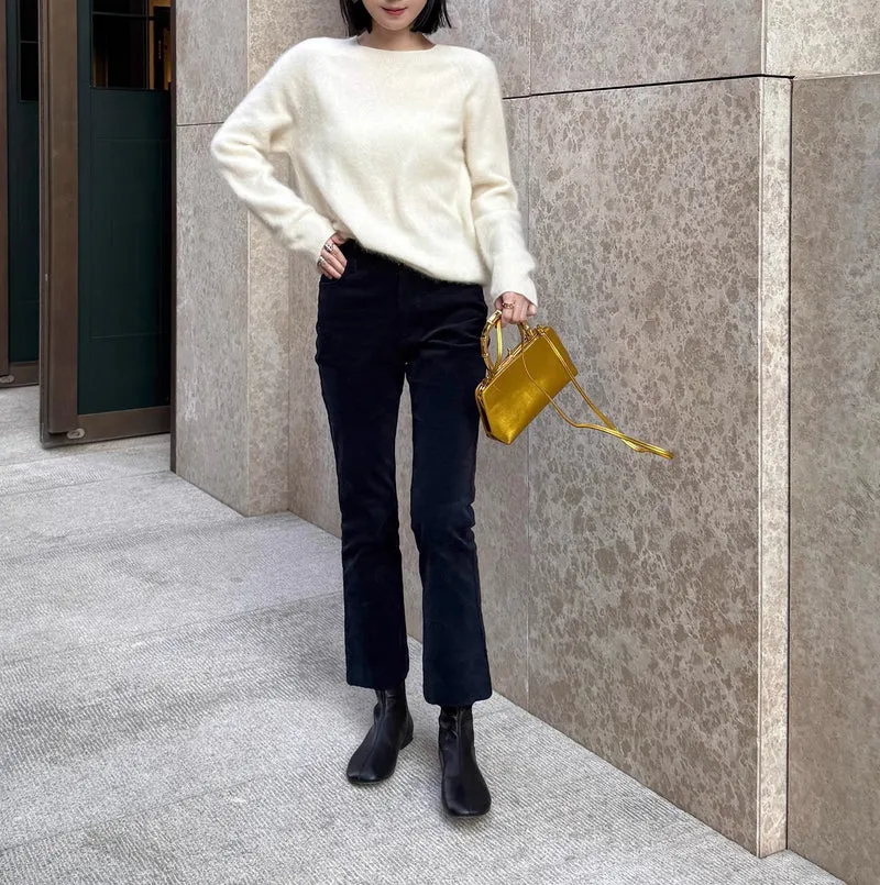 Damen Weicher Mohair‑Optik Rundhalspullover mit lockerer Passform Drune