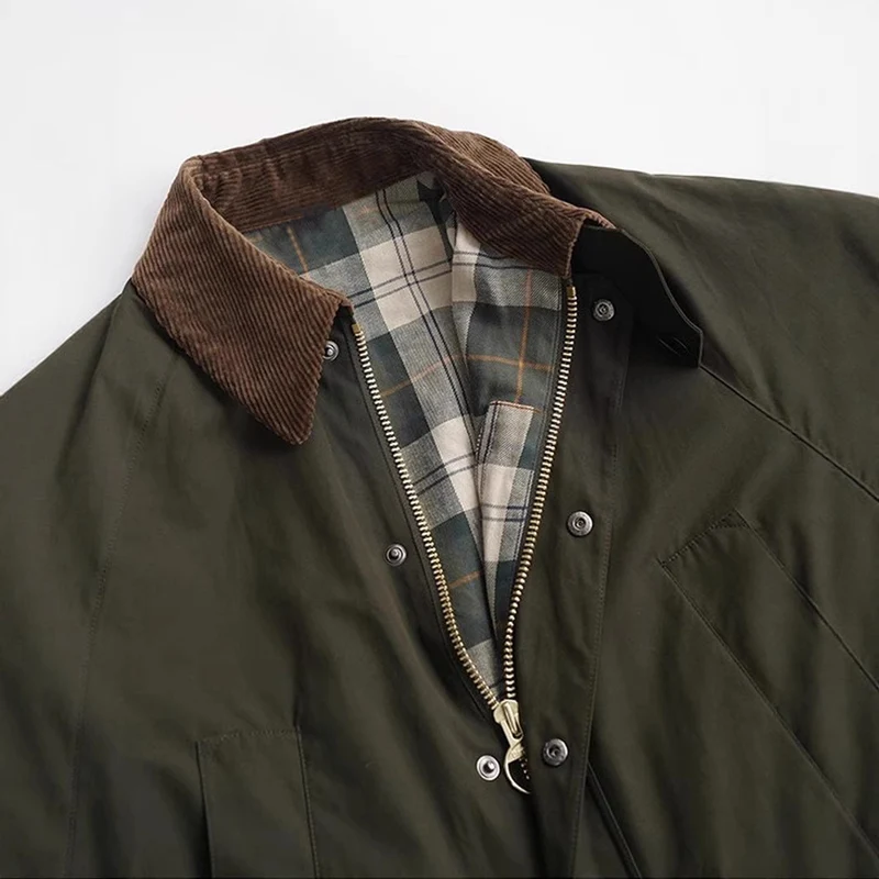 Damen wasserabweisende Oversize-Fieldjacke mit Cordkragen und aufgesetzten Pattentaschen Drune