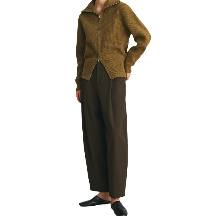 Damen Tailored Highwaist-Culottehose mit Bundfalten und Eingrifftaschen Drune