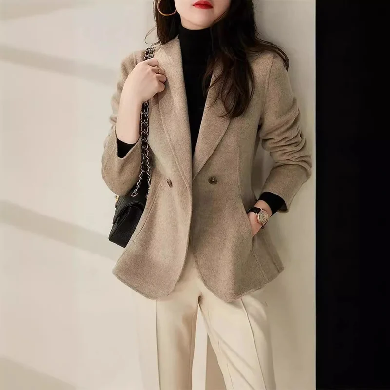 Damen Taillierter Wollmix-Blazer mit Schalkragen und figurnahen Teilungsnähten Drune