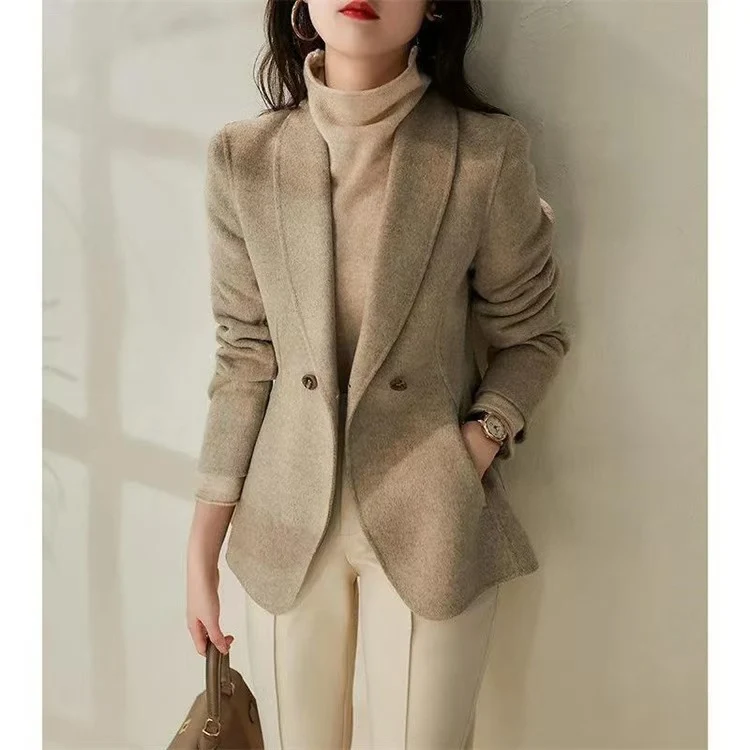 Damen Taillierter Wollmix-Blazer mit Schalkragen und figurnahen Teilungsnähten Drune
