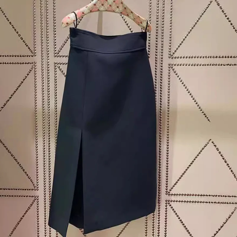 Damen Taillierter Midirock mit hohem Bund und zentralem Vorderschlitz Drune