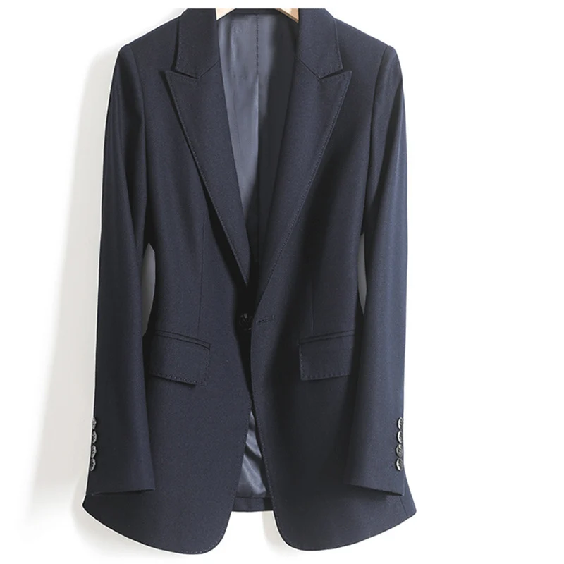 Damen Taillierter Einreihiger Blazer mit Ein-Knopf-Verschluss und Pattentaschen Drune