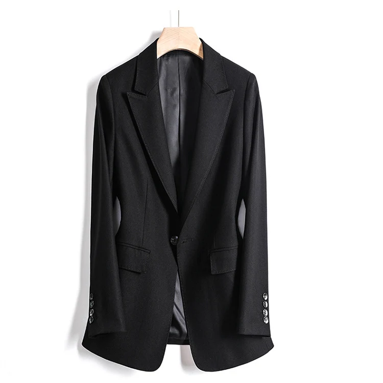 Damen Taillierter Einreihiger Blazer mit Ein-Knopf-Verschluss und Pattentaschen Drune