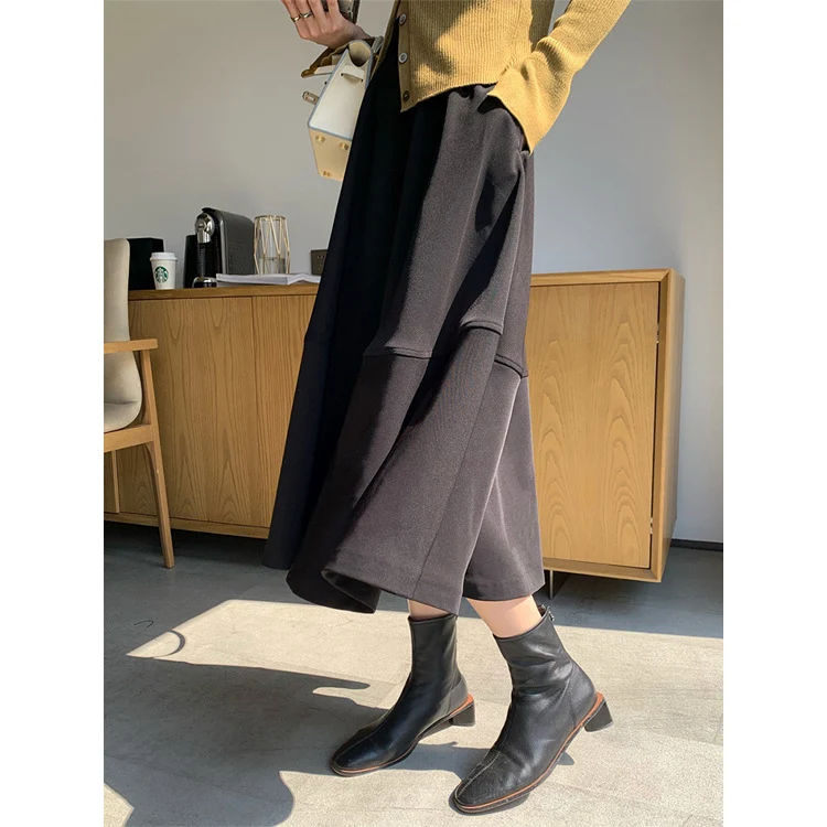 Damen Taillenhoher Midirock mit stufenförmiger Glocken-Silhouette Drune