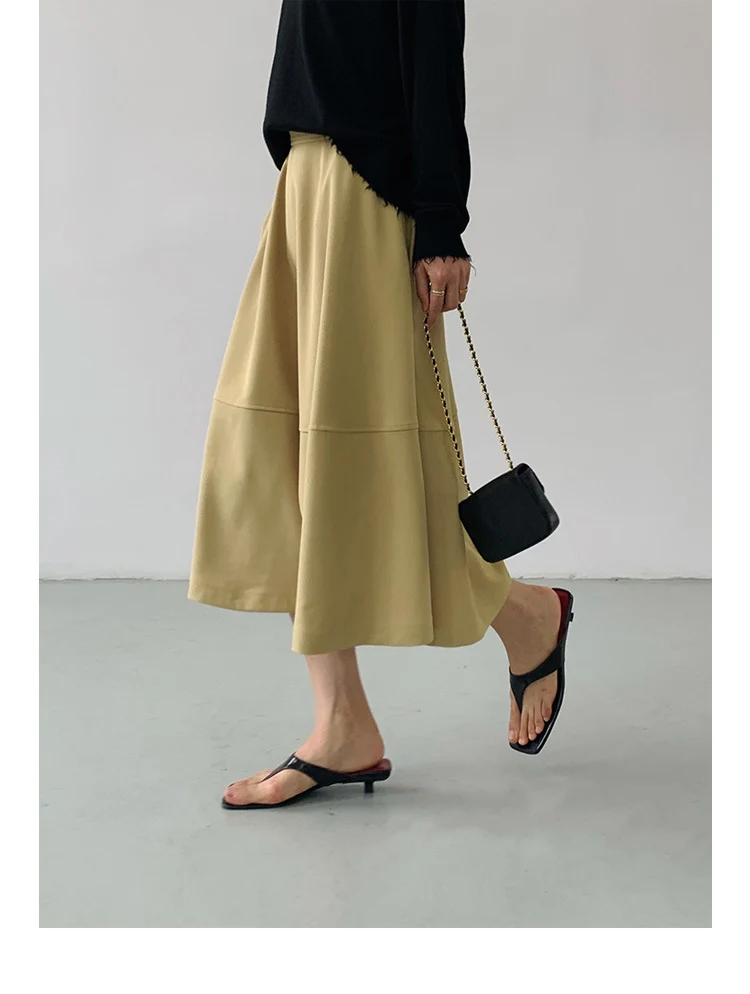 Damen Taillenhoher Midirock mit stufenförmiger Glocken-Silhouette Drune