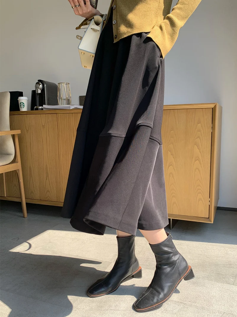 Damen Taillenhoher Midirock mit stufenförmiger Glocken-Silhouette Drune