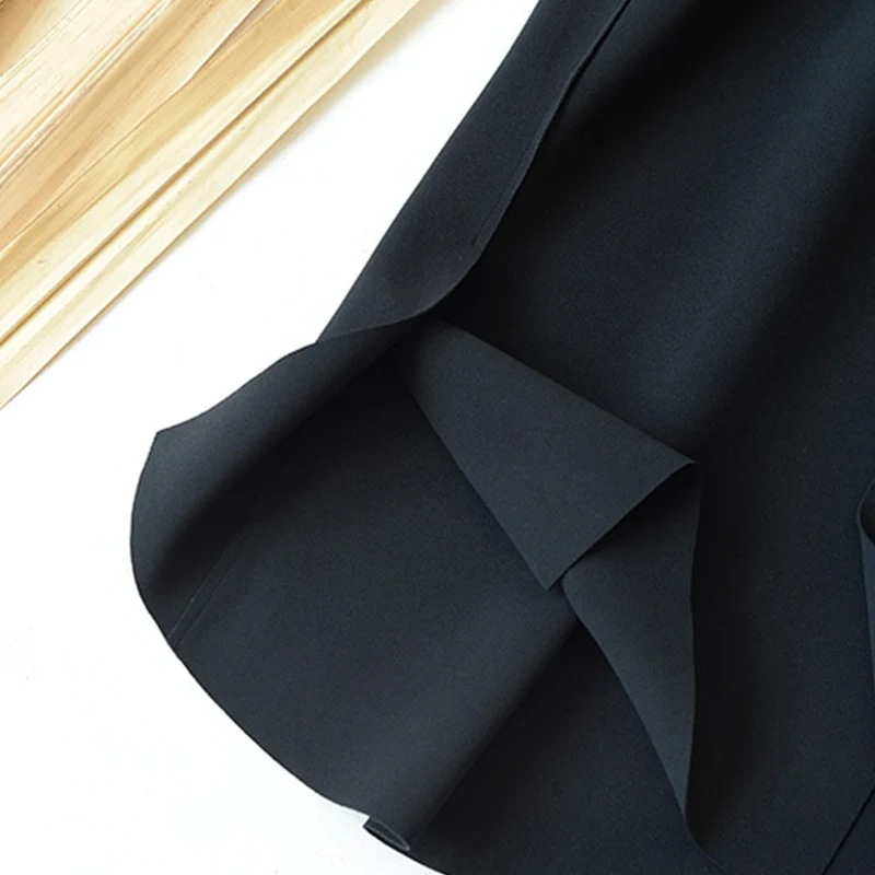Damen Taillenhoher Midirock mit asymmetrischem Saum & figurformenden Seitennähten Drune