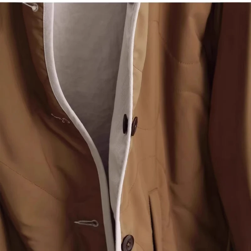 Damen Steppjacke ohne Kragen mit Oversize‑Silhouette und Kontrastpaspel Drune