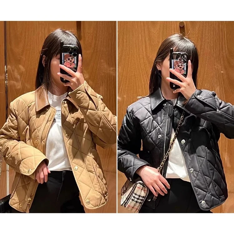 Damen Steppjacke mit kontrastierendem Kunstlederkragen und Boxy‑Schnitt Drune