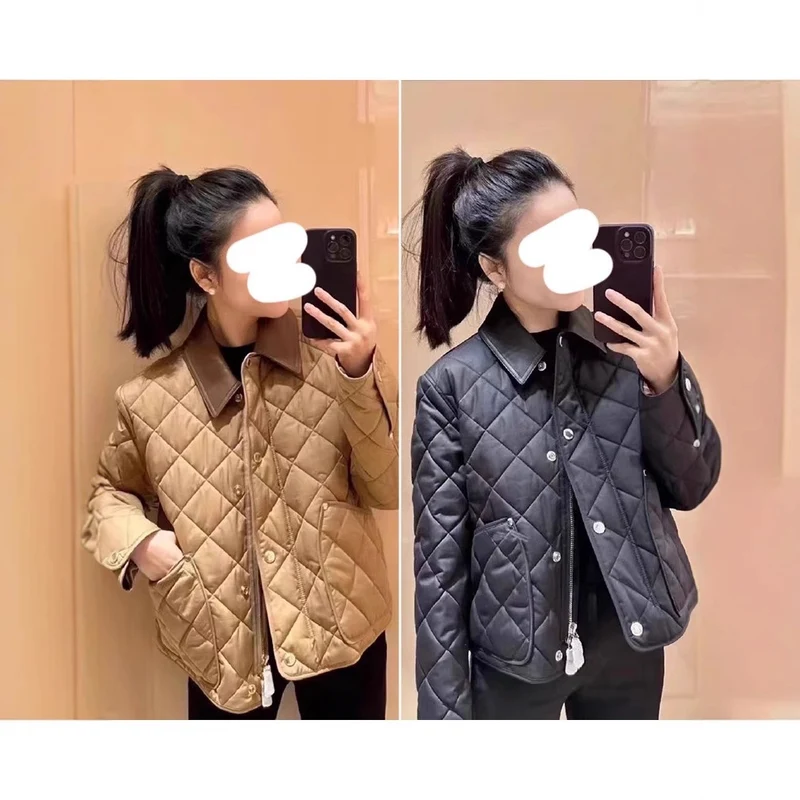 Damen Steppjacke mit kontrastierendem Kunstlederkragen und Boxy‑Schnitt Drune