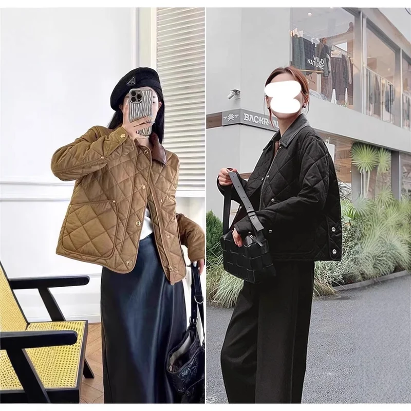 Damen Steppjacke mit kontrastierendem Kunstlederkragen und Boxy‑Schnitt Drune