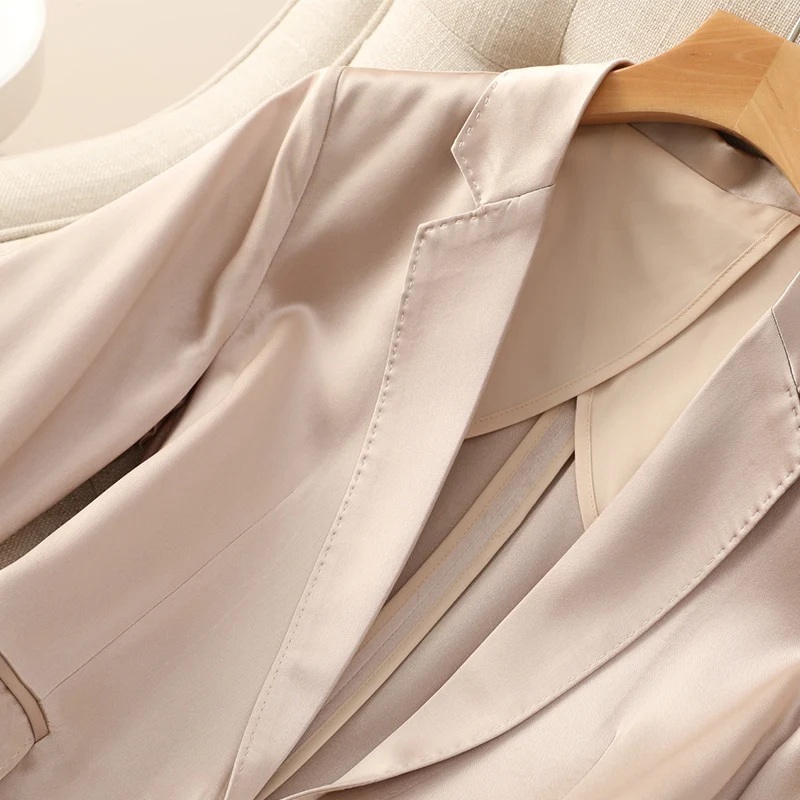 Damen Satinblazer mit taillierter Silhouette und 3/4-Ärmeln Drune