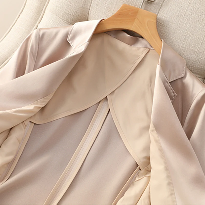 Damen Satinblazer mit taillierter Silhouette und 3/4-Ärmeln Drune