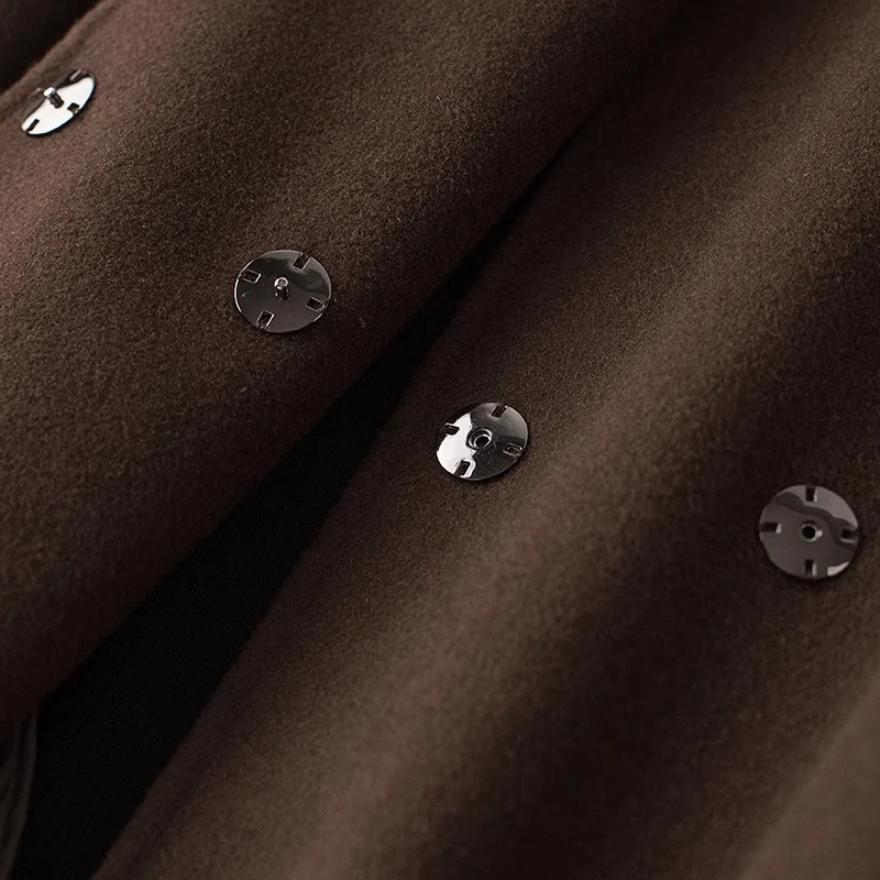 Damen Oversize Wollmix Mantel mit fallendem Revers und gerader Maxilänge Drune