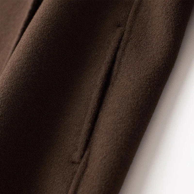 Damen Oversize Wollmix Mantel mit fallendem Revers und gerader Maxilänge Drune