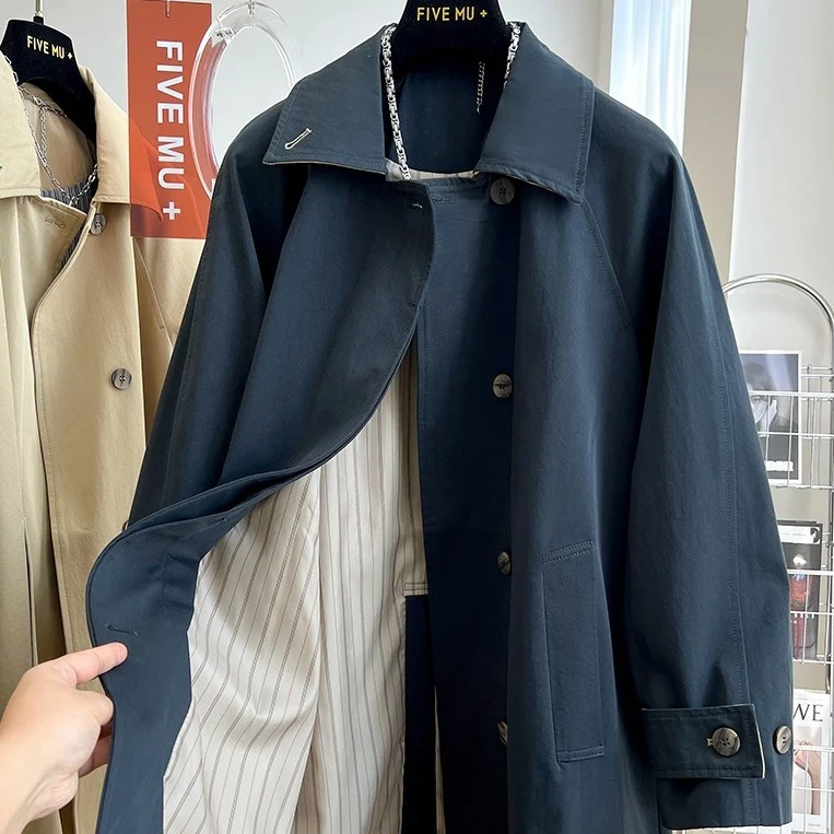 Damen Oversize-Trenchcoat mit Raglanärmeln, verdeckter Knopfleiste & verstellbaren Manschetten Drune