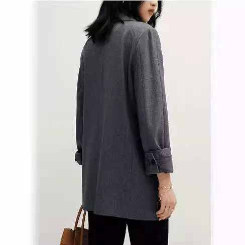 Damen Oversize-Longblazer mit Ein-Knopf‑Verschluss, gerader Silhouette und Leistentaschen Drune