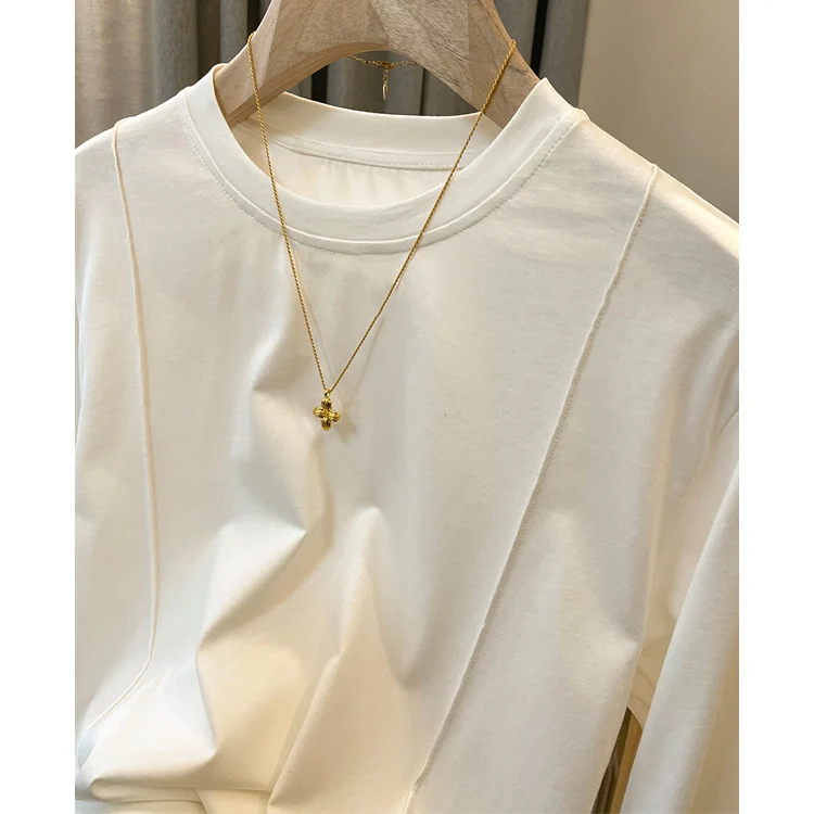 Damen Oversize-Langarmshirt mit dekorativen Nahtpaspeln Drune