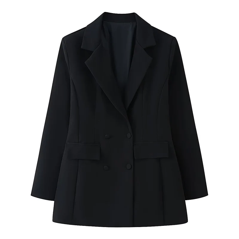 Damen 20+ taillierter doppeltreihiger Blazer mit Pattentaschen und fein strukturierter Silhouette Drune