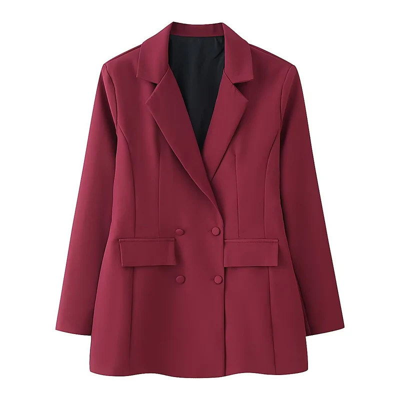 Damen 20+ taillierter doppeltreihiger Blazer mit Pattentaschen und fein strukturierter Silhouette Drune