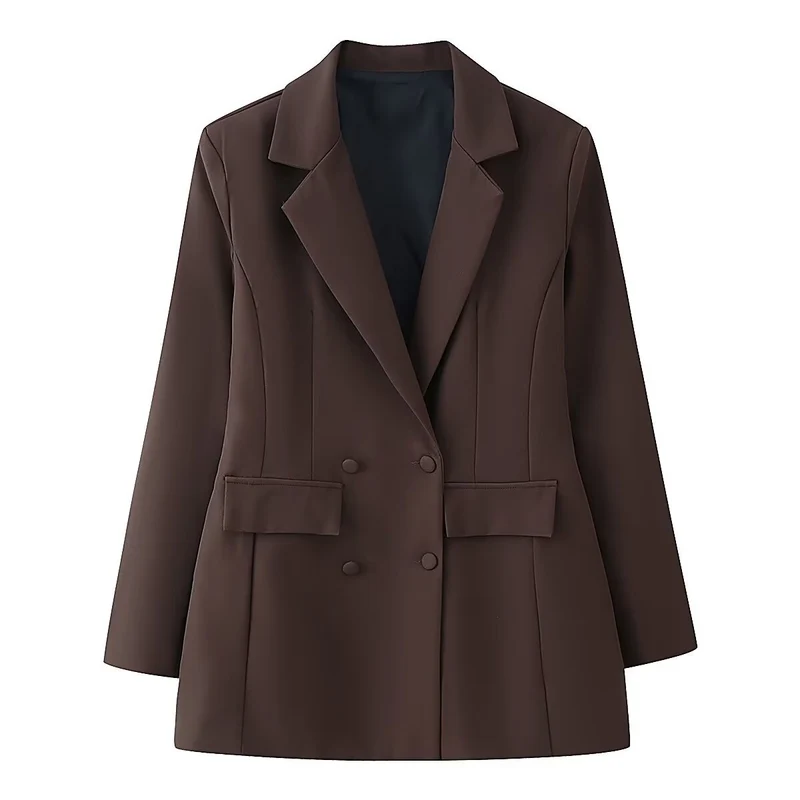 Damen 20+ taillierter doppeltreihiger Blazer mit Pattentaschen und fein strukturierter Silhouette Drune