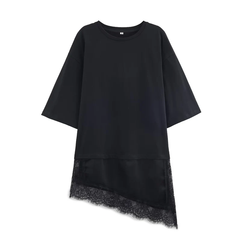 Damen 20+ Oversized Boxy Longshirt mit asymmetrischem Spitzen‑Saum Drune
