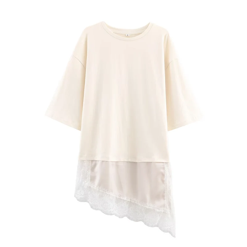Damen 20+ Oversized Boxy Longshirt mit asymmetrischem Spitzen‑Saum Drune