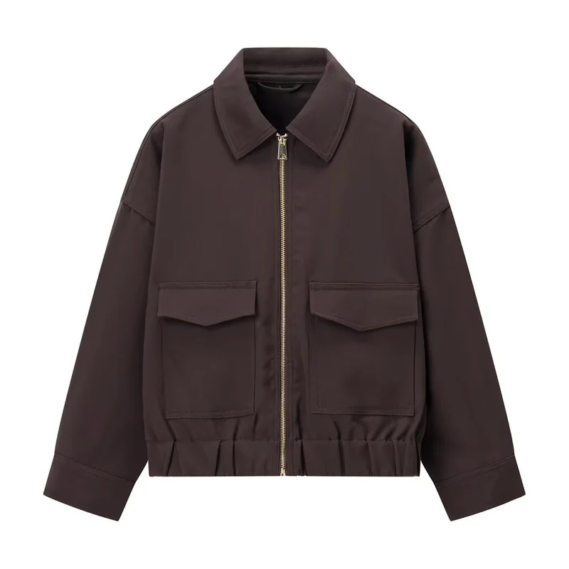 Damen 20+ kaschierende Cropped‑Blousonjacke im Utility‑Look mit aufgesetzten Pattentaschen Drune